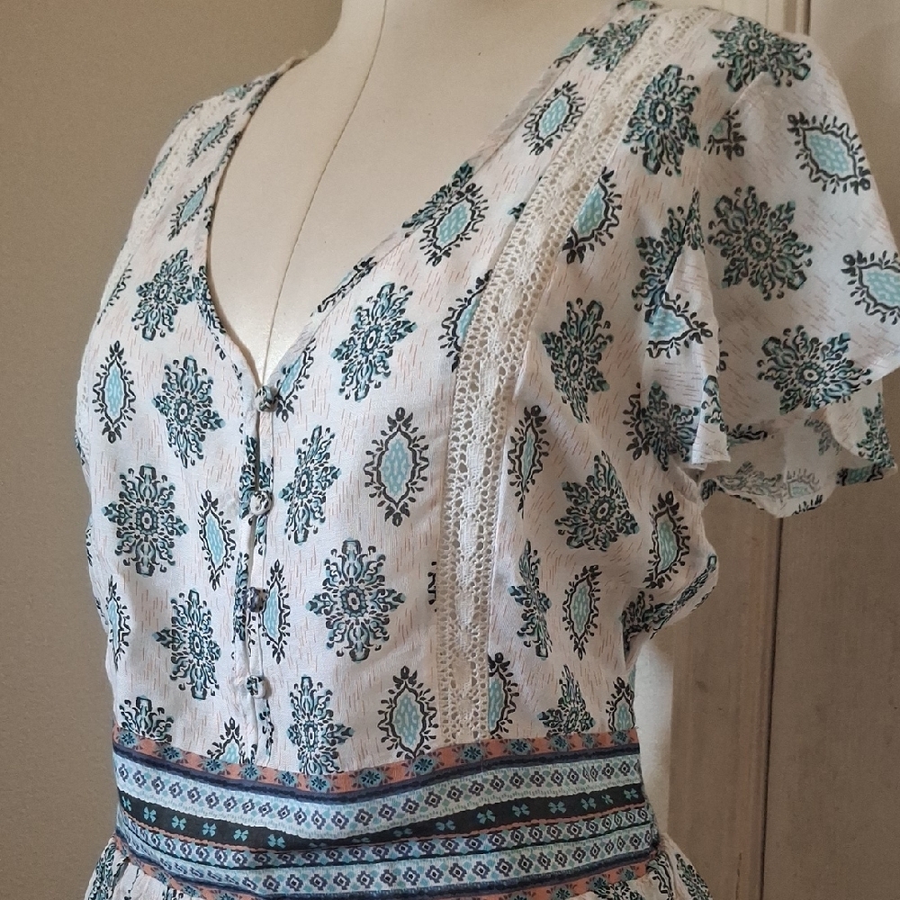 American Rag Peplum Crochet Trim Top Sz M - Picture 2 of 7